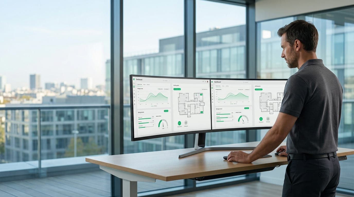 Plateforme Idealys One supervisant un parc de bâtiments tertiaires connectés depuis un cockpit unifié, système d'exploitation du bâtiment