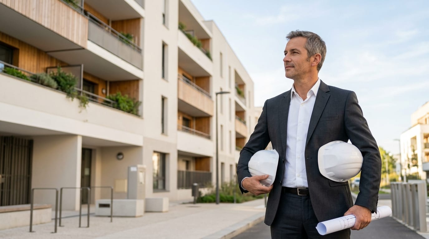 Promoteur immobilier sur le chantier d'un immeuble tertiaire neuf - lot Smart Idealys intégré dès le PV de recette